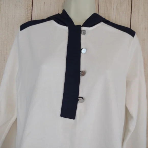 LRL Ralph Lauren white & navy blue pullover sweatshirt hoodie large - Picture 2 of 12